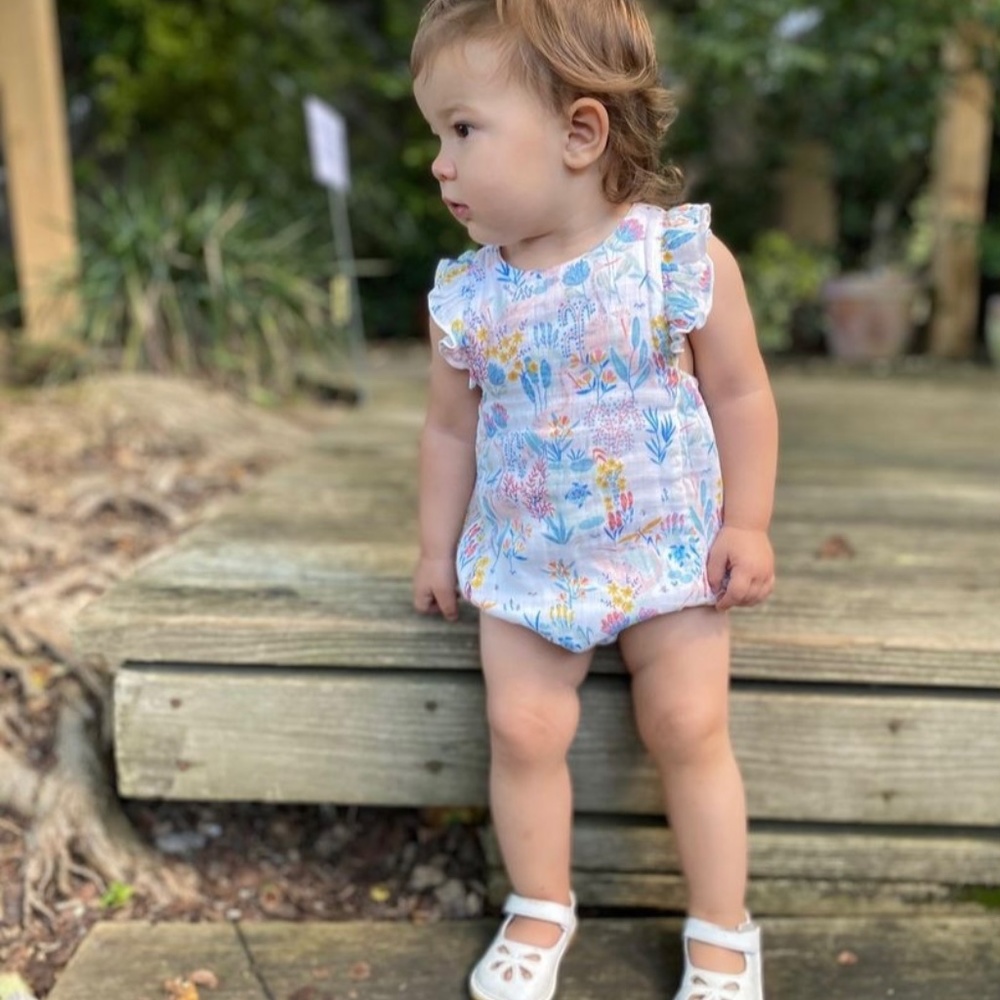 Angel dear bloomer with a pink bird and flowers print